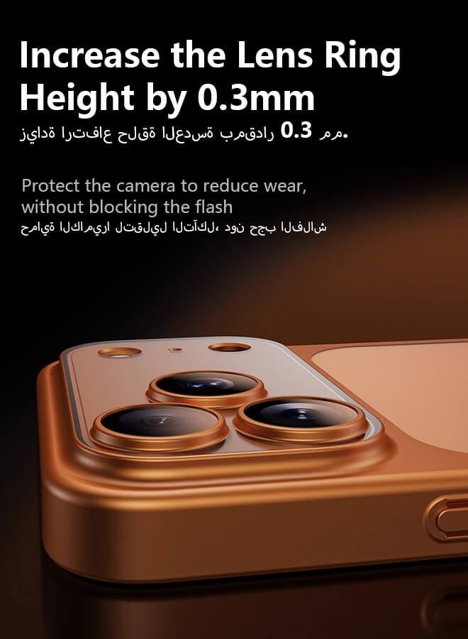 جراب iPhone 17 Pro Max، مصنوع من بلاستيك PC مطلي كهربائياً بلمسة نهائية غير لامعة، مقاوم للصدمات وحماية كاملة لعدسة الكاميرا، فائق النحافة، بلون برتقالي كوني. - Image 4
